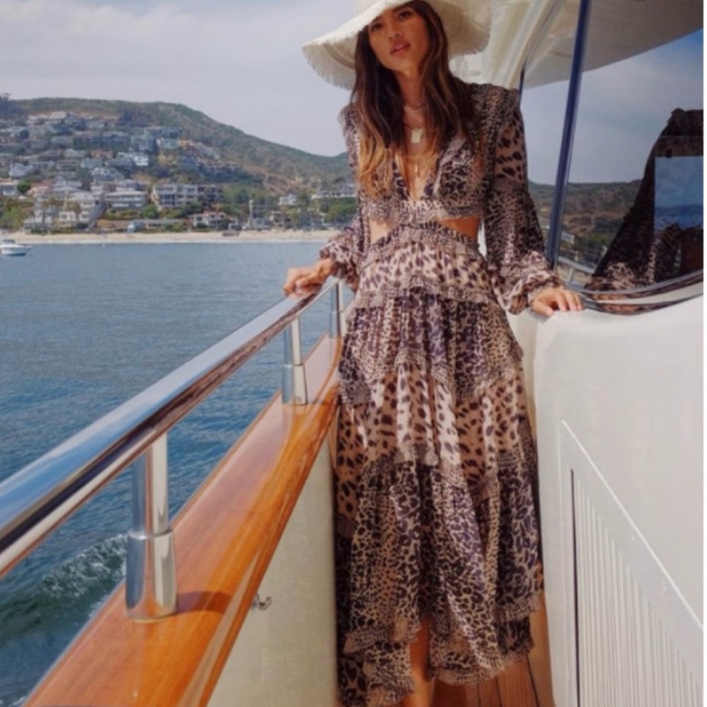 ZIMMERMANN ALLIA LEOPARD CUTOUT DRESS | SIZE 2 / M